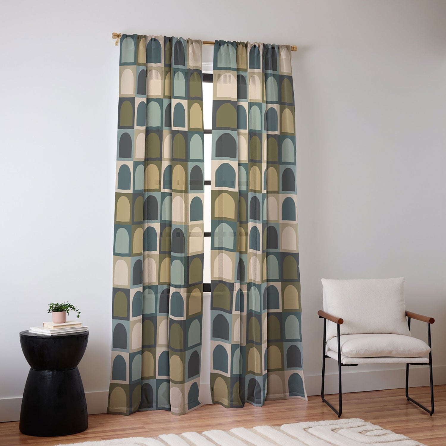 Colour Poems Checker Arches II Earthy Tones Sheer Non Repeat
