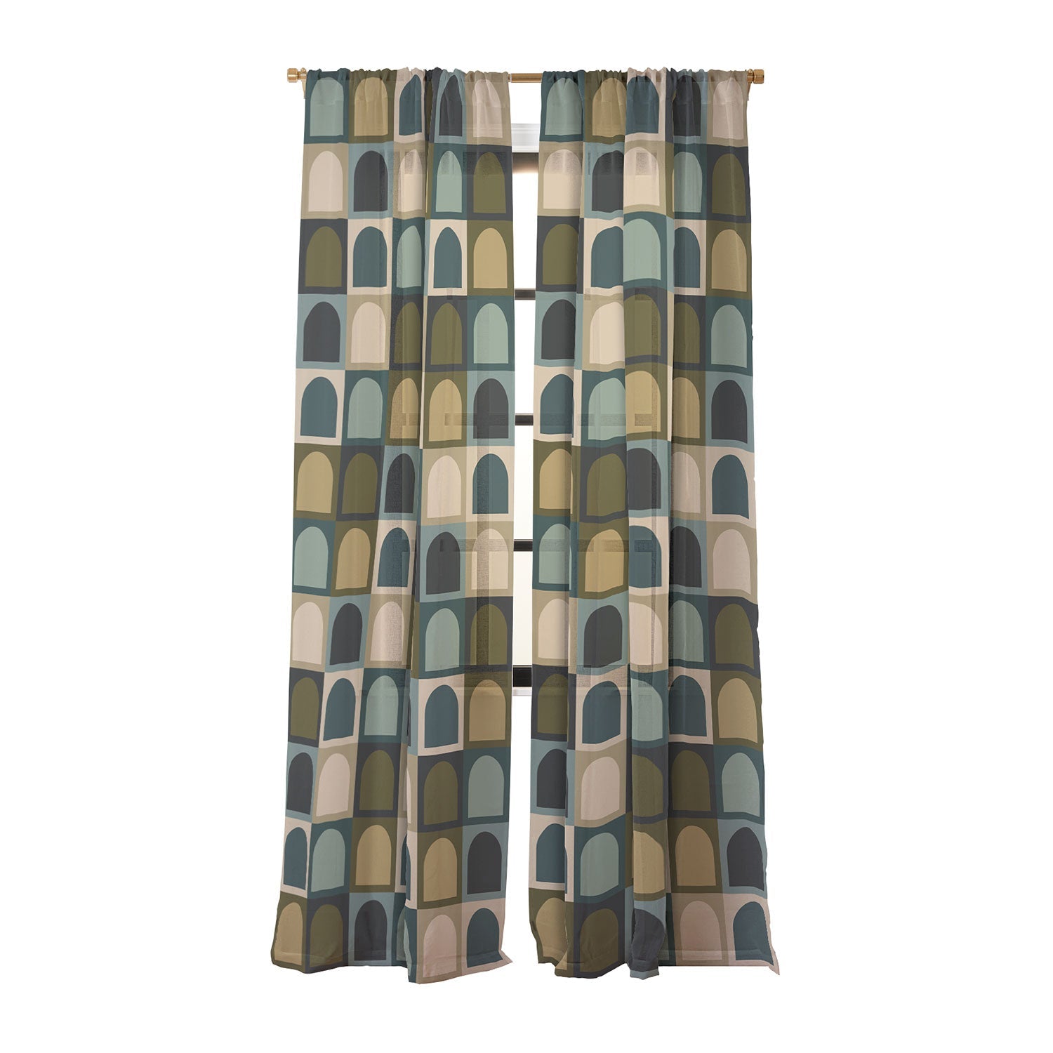 Colour Poems Checker Arches II Earthy Tones Sheer Non Repeat