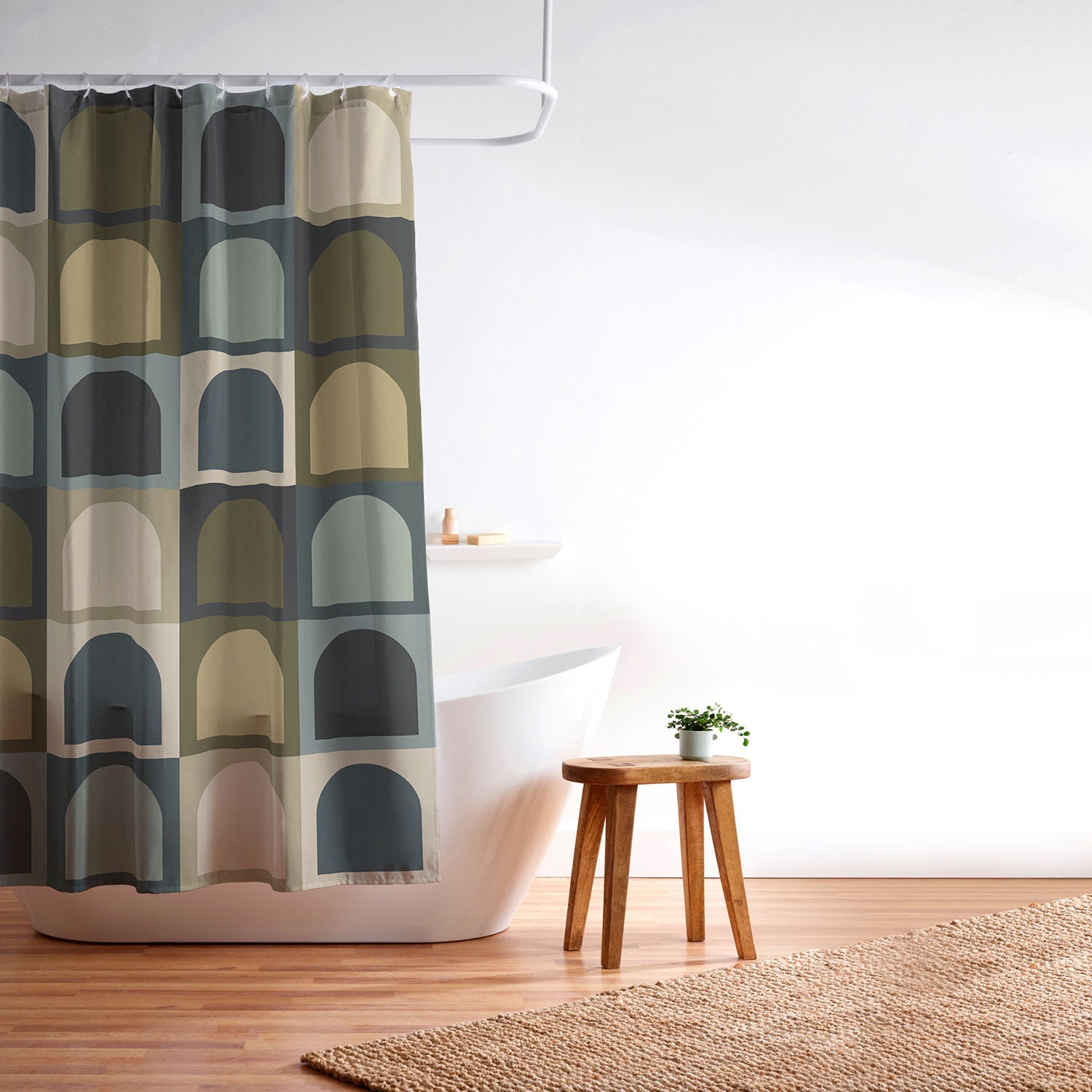 Colour Poems Checker Arches II Earthy Tones Shower Curtain