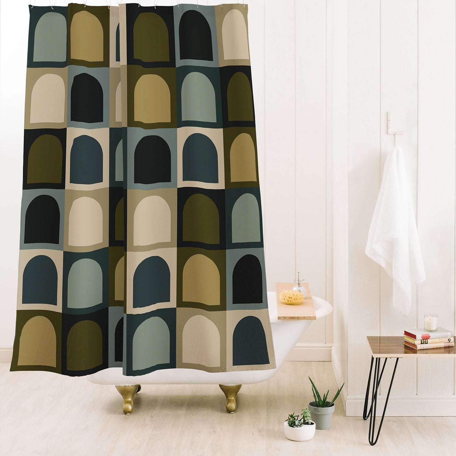 Colour Poems Checker Arches II Earthy Tones Shower Curtain