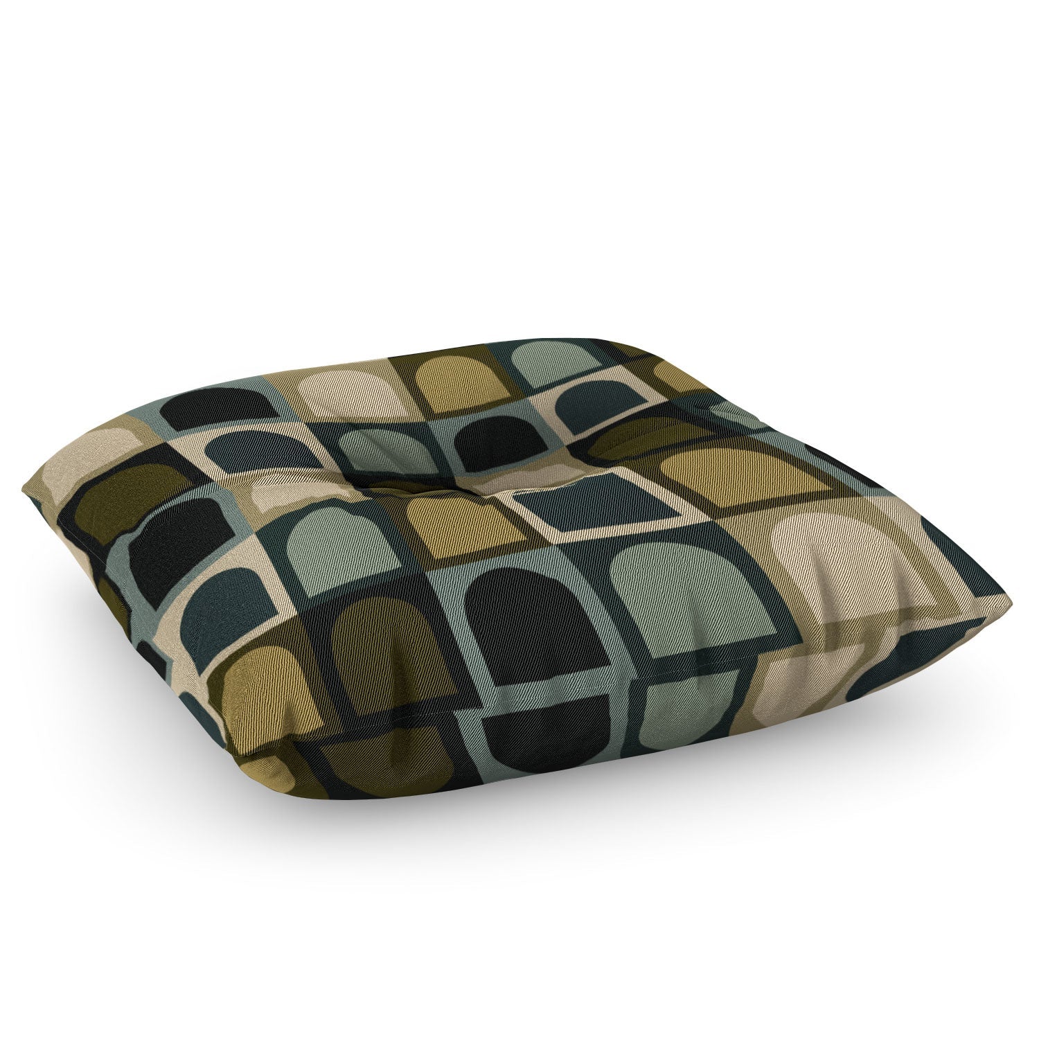 Colour Poems Checker Arches II Earthy Tones Floor Pillow Square