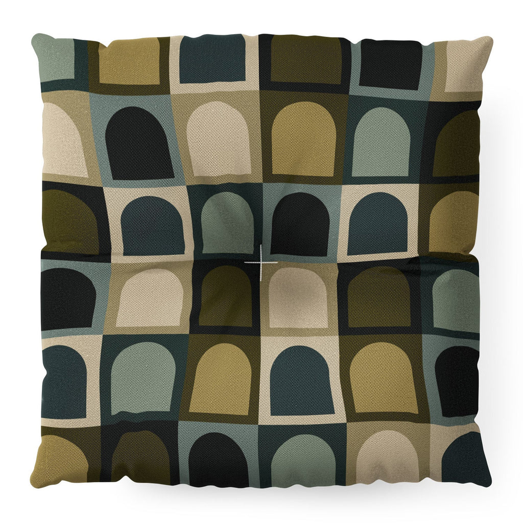 Colour Poems Checker Arches II Earthy Tones Floor Pillow Square