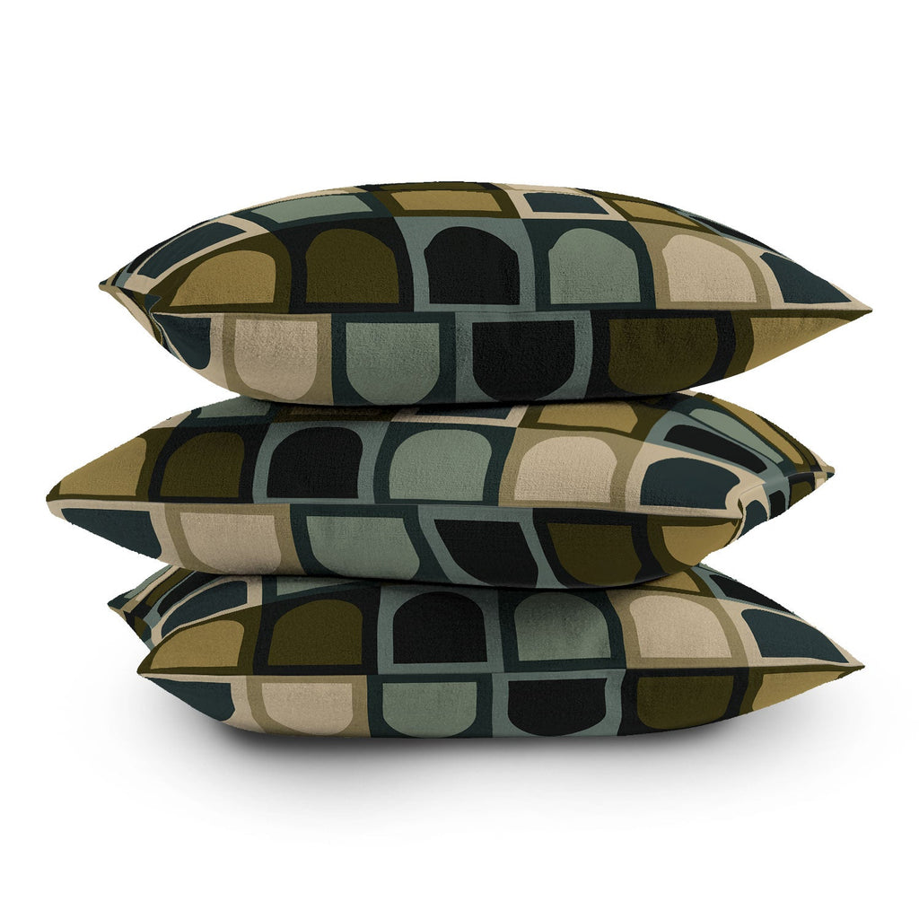 Colour Poems Checker Arches II Earthy Tones Throw Pillow