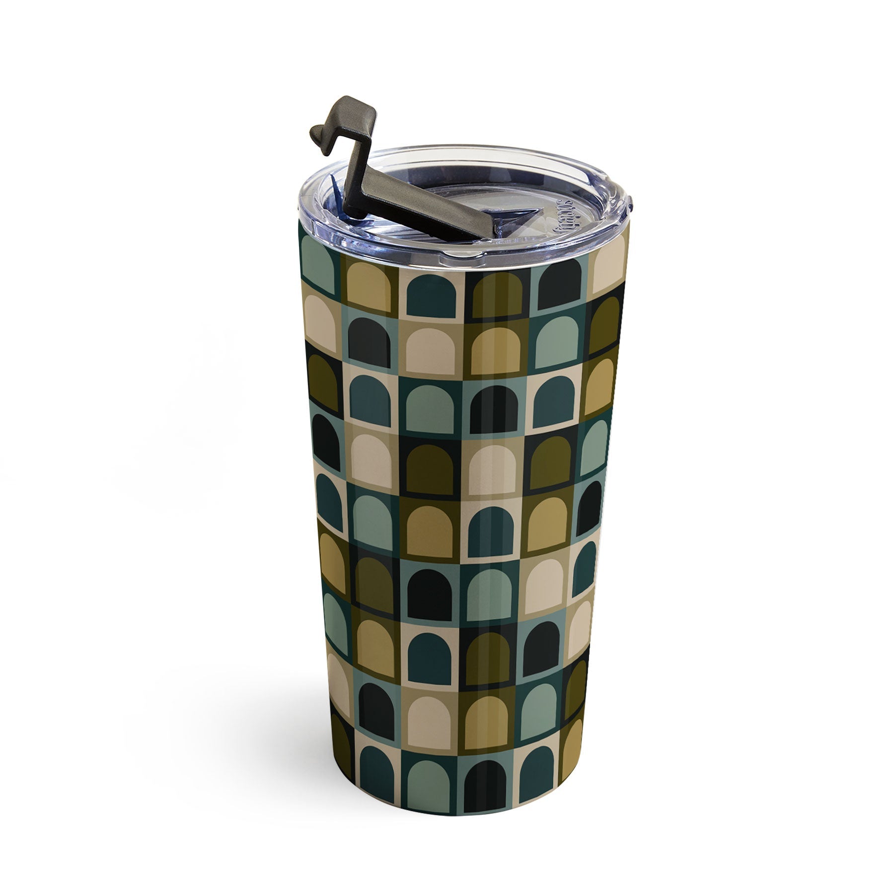 Colour Poems Checker Arches II Earthy Tones Travel Mug