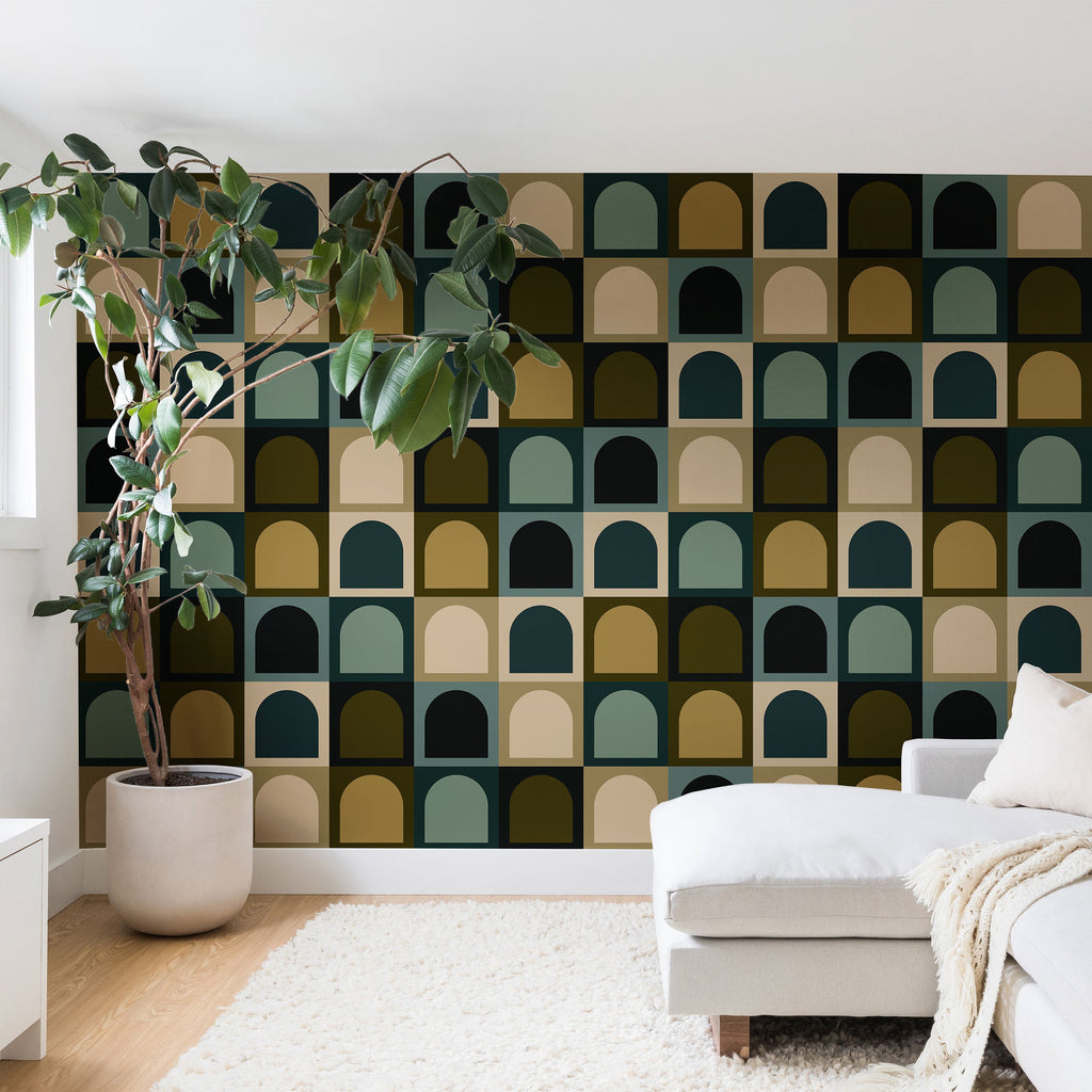 Colour Poems Checker Arches II Earthy Tones Wall Mural