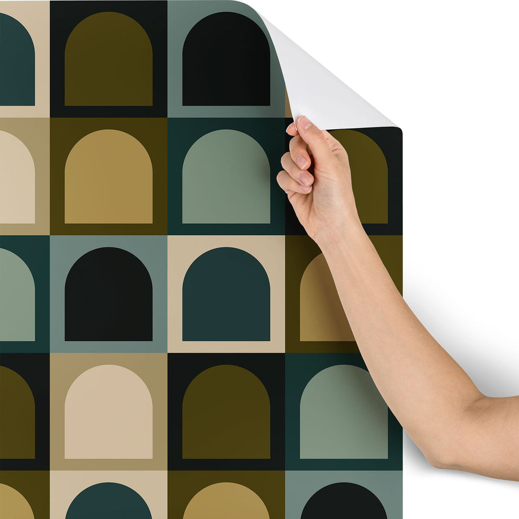 Colour Poems Checker Arches II Earthy Tones Wallpaper
