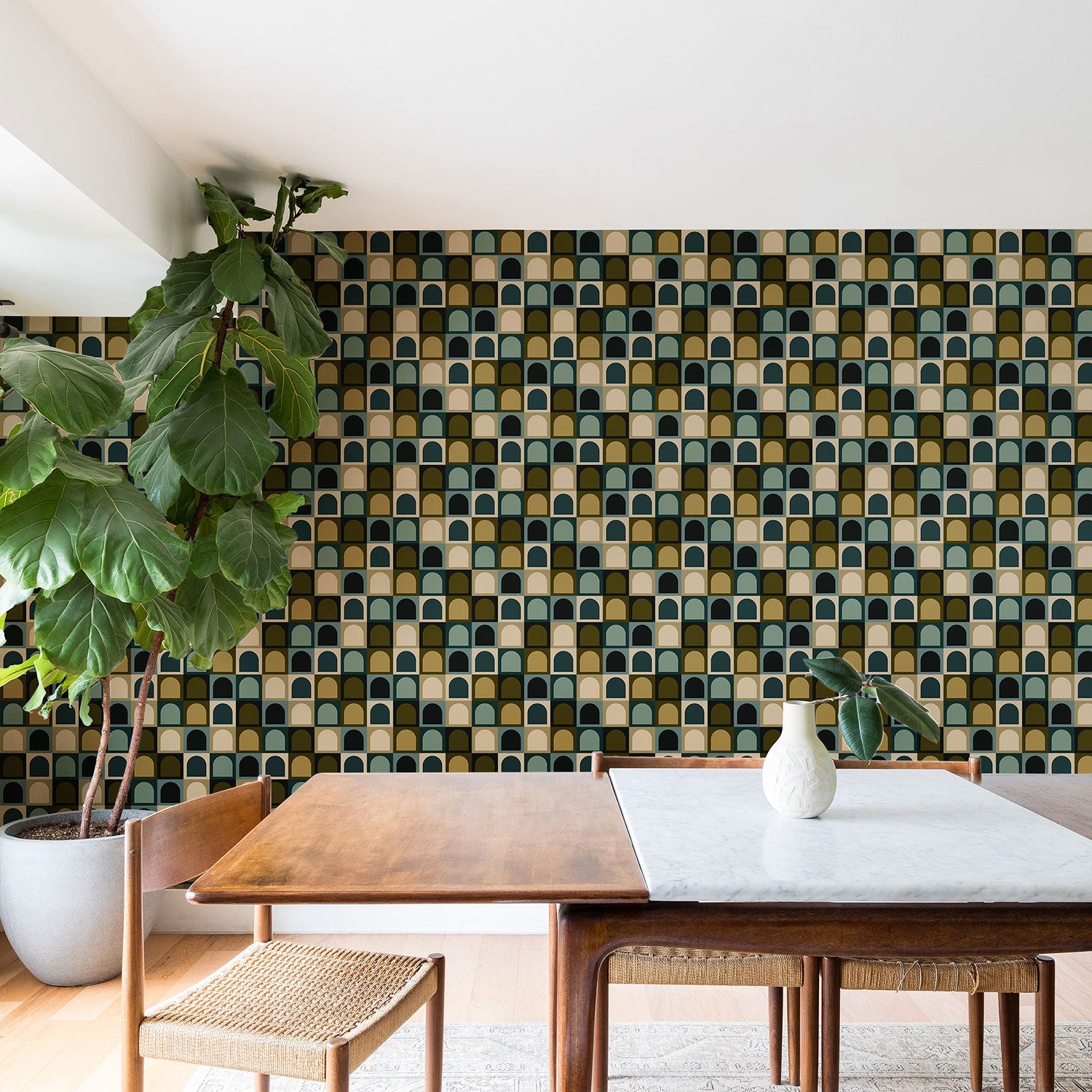 Colour Poems Checker Arches II Earthy Tones Wallpaper