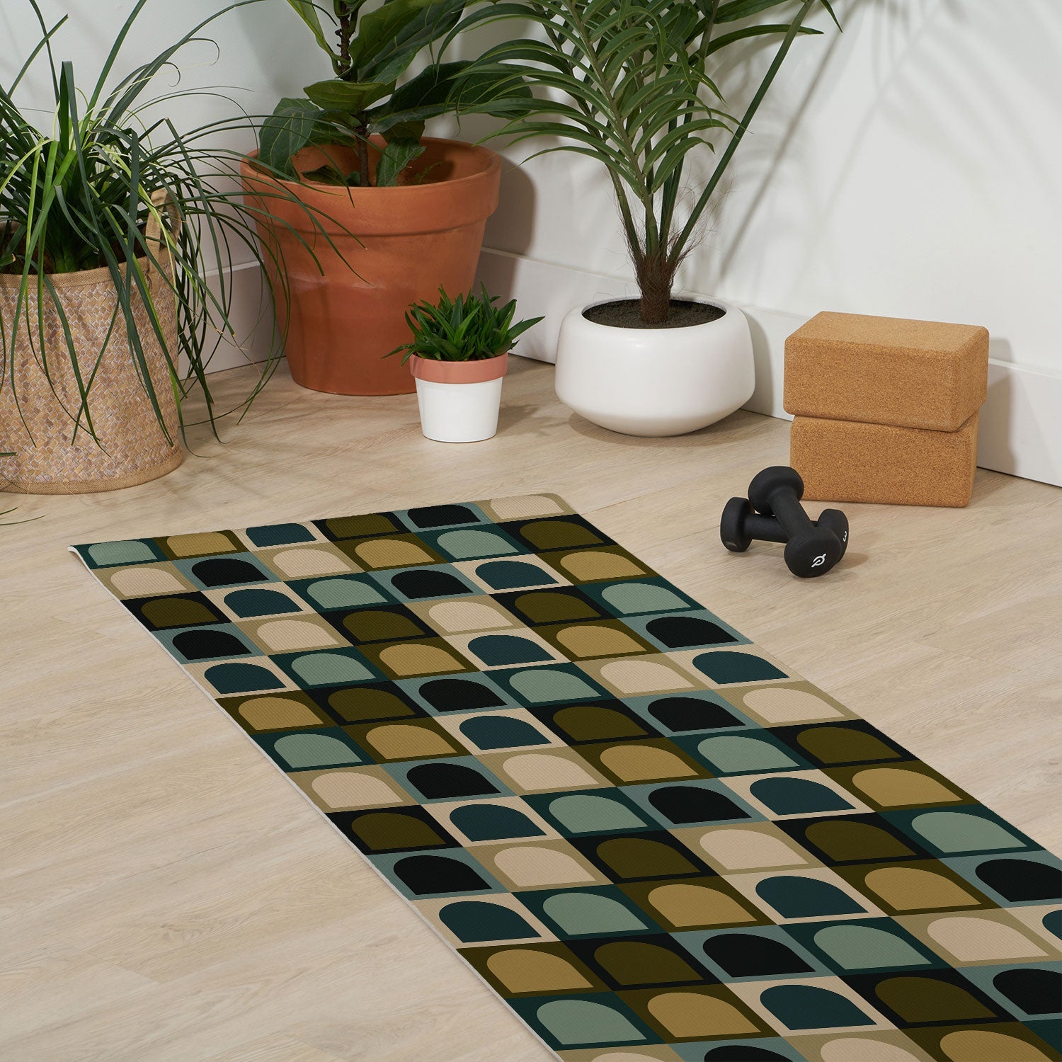 Colour Poems Checker Arches II Earthy Tones Yoga Mat