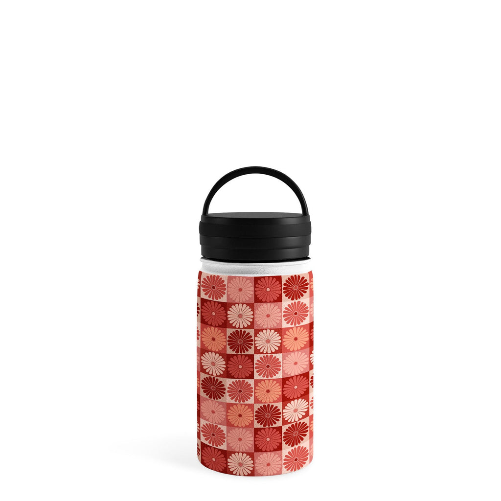 Colour Poems Checker Daisies I Red Pink Water Bottle