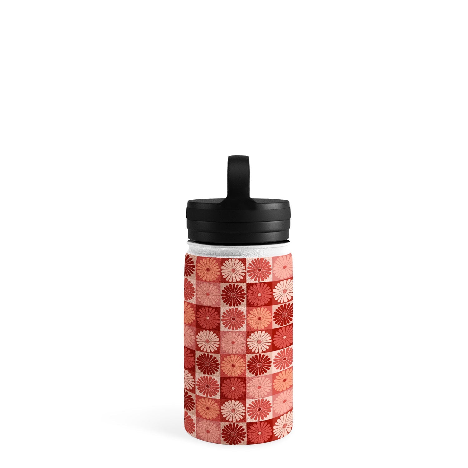 Colour Poems Checker Daisies I Red Pink Water Bottle