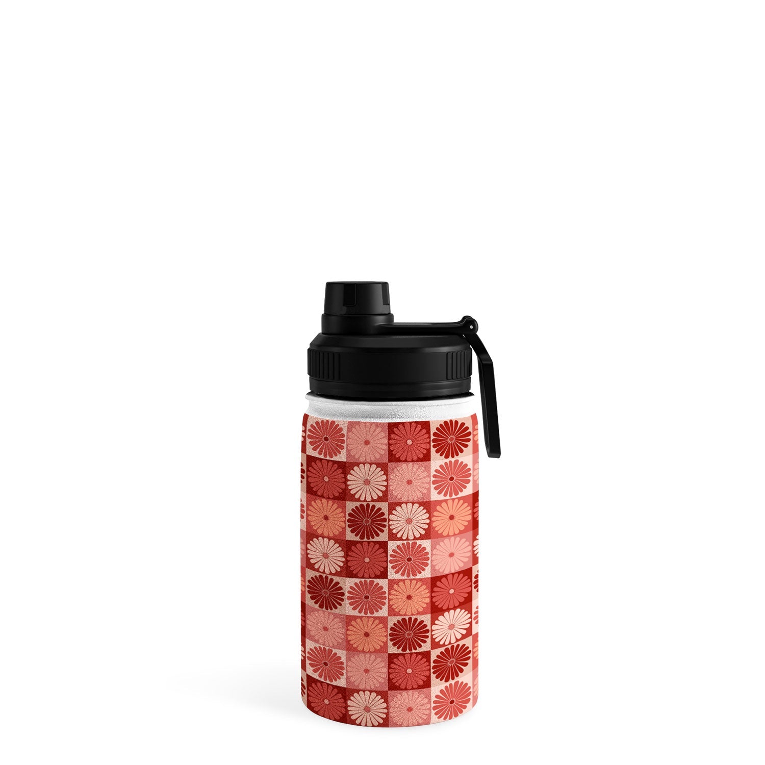 Colour Poems Checker Daisies I Red Pink Water Bottle