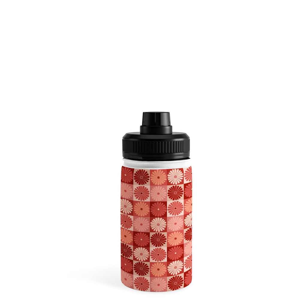 Colour Poems Checker Daisies I Red Pink Water Bottle