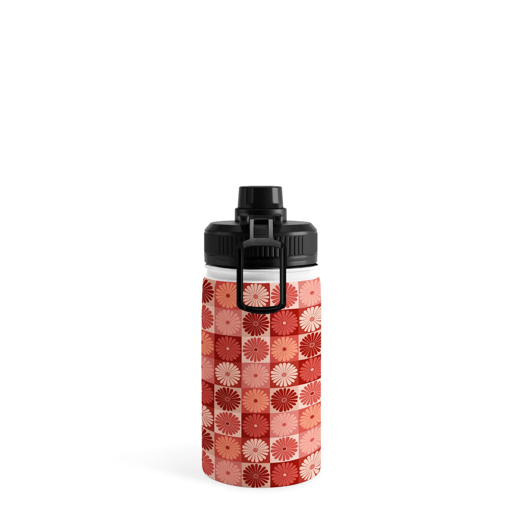 Colour Poems Checker Daisies I Red Pink Water Bottle