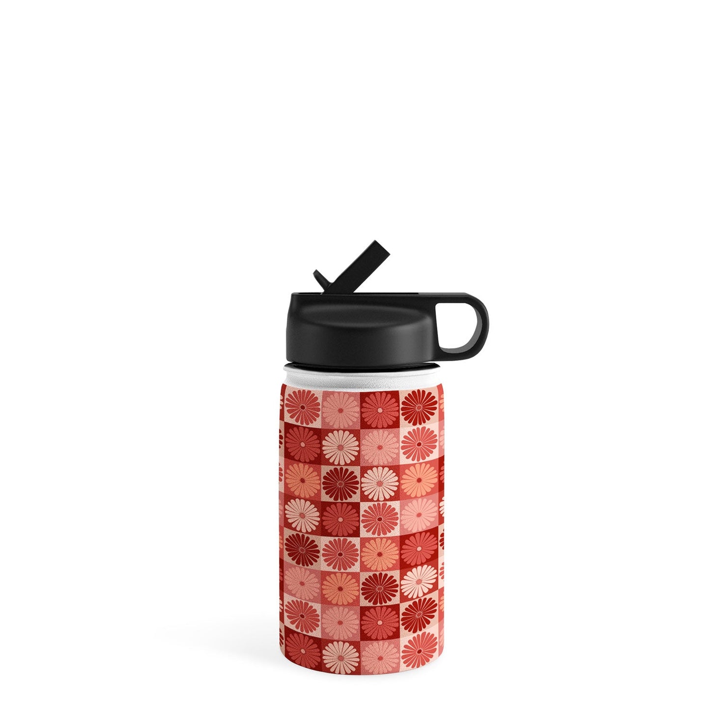 Colour Poems Checker Daisies I Red Pink Water Bottle