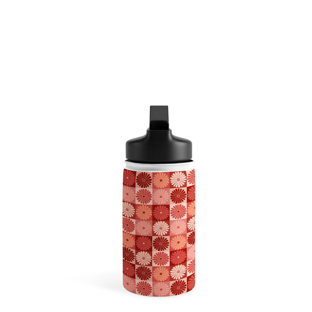 Colour Poems Checker Daisies I Red Pink Water Bottle