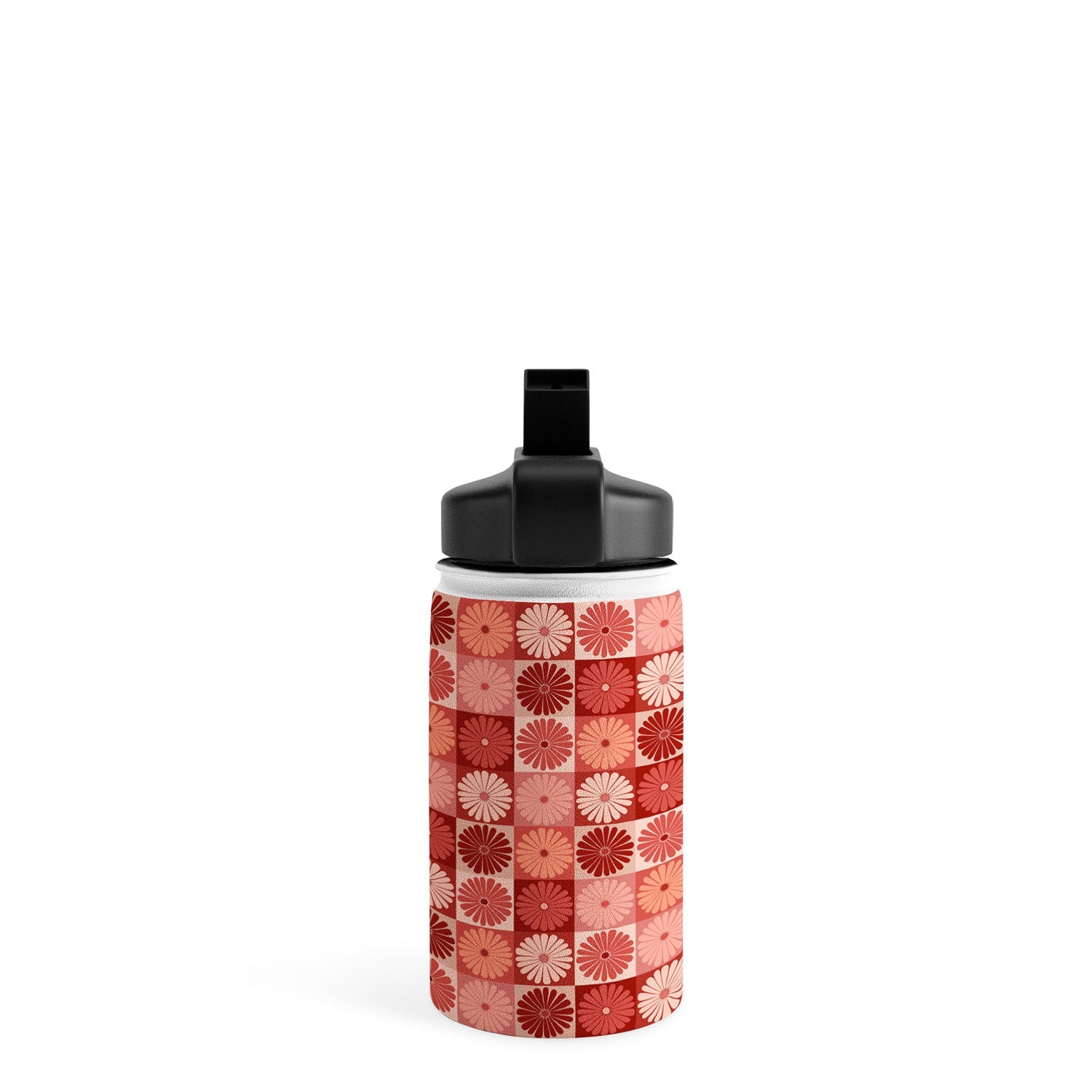 Colour Poems Checker Daisies I Red Pink Water Bottle