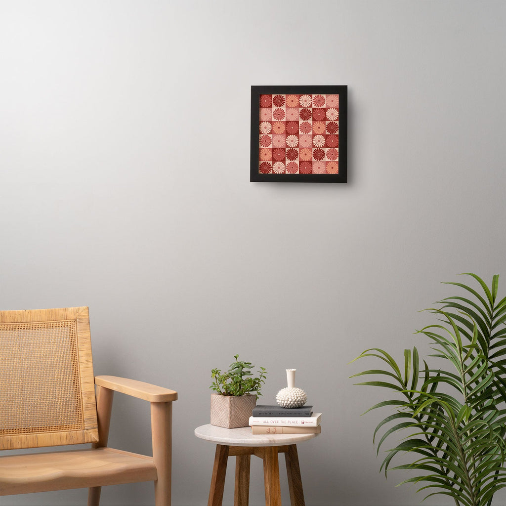 Colour Poems Checker Daisies I Red Pink Framed Wall Art