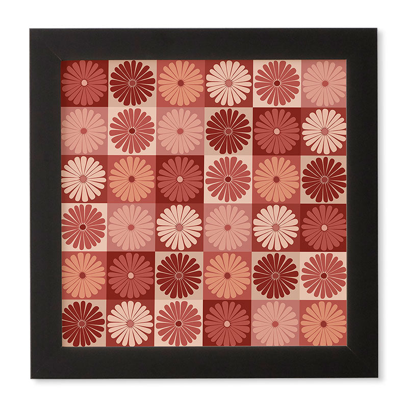Colour Poems Checker Daisies I Red Pink Framed Wall Art