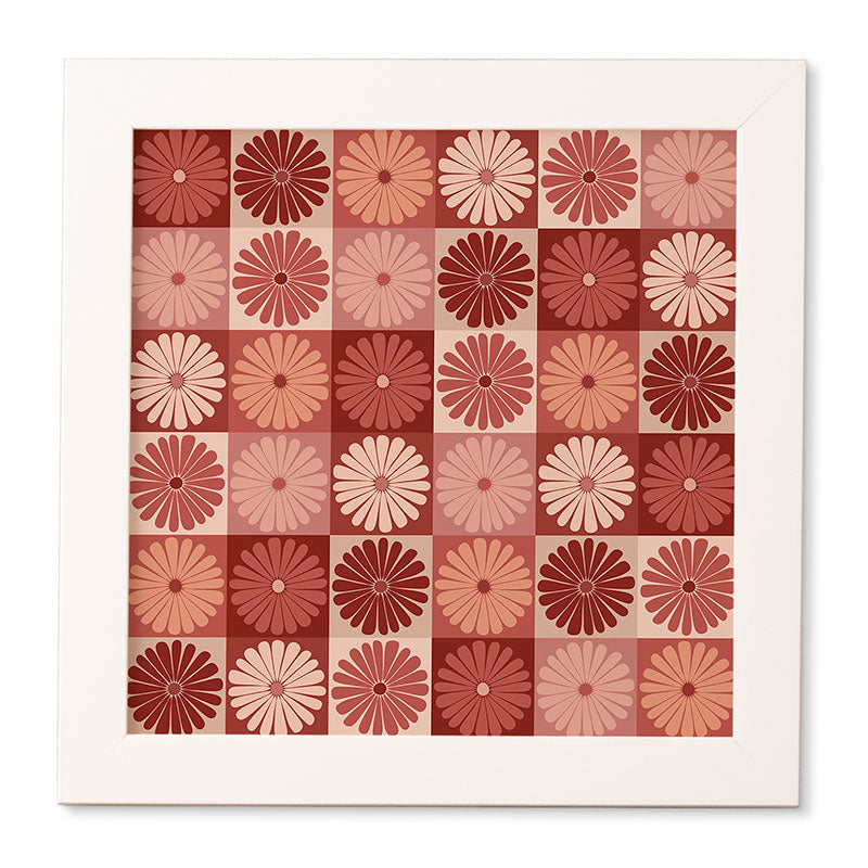Colour Poems Checker Daisies I Red Pink Framed Wall Art