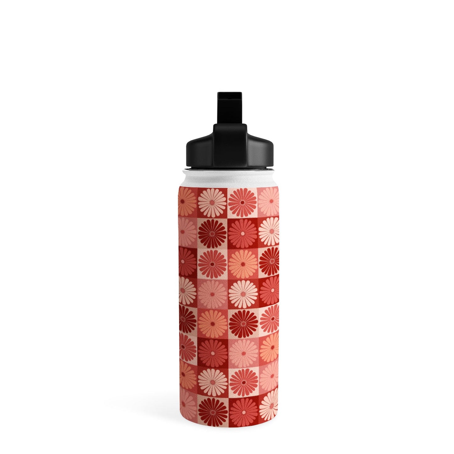 Colour Poems Checker Daisies I Red Pink Water Bottle