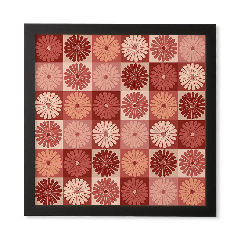 Colour Poems Checker Daisies I Red Pink Framed Wall Art