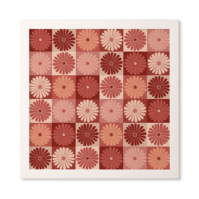 Colour Poems Checker Daisies I Red Pink Framed Wall Art