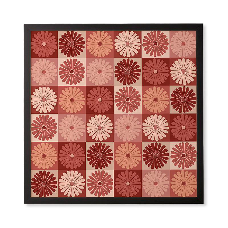 Colour Poems Checker Daisies I Red Pink Framed Wall Art