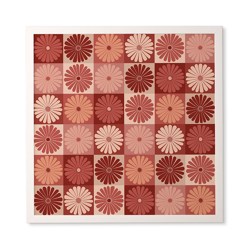 Colour Poems Checker Daisies I Red Pink Framed Wall Art