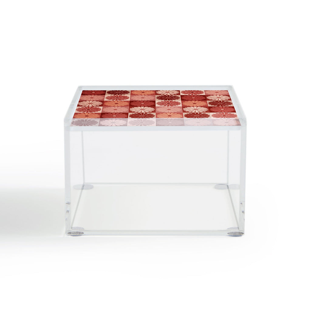 Colour Poems Checker Daisies I Red Pink Acrylic Box