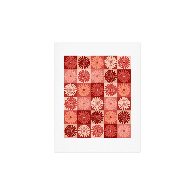 Colour Poems Checker Daisies I Red Pink Art Print