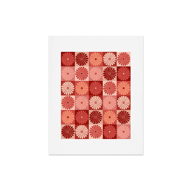 Colour Poems Checker Daisies I Red Pink Art Print