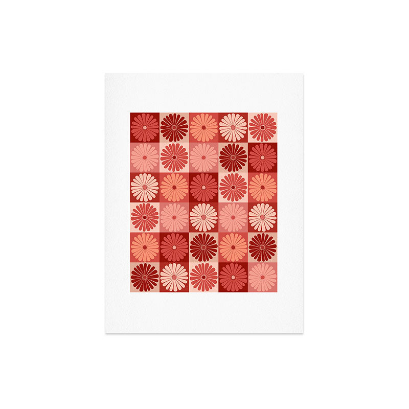 Colour Poems Checker Daisies I Red Pink Art Print