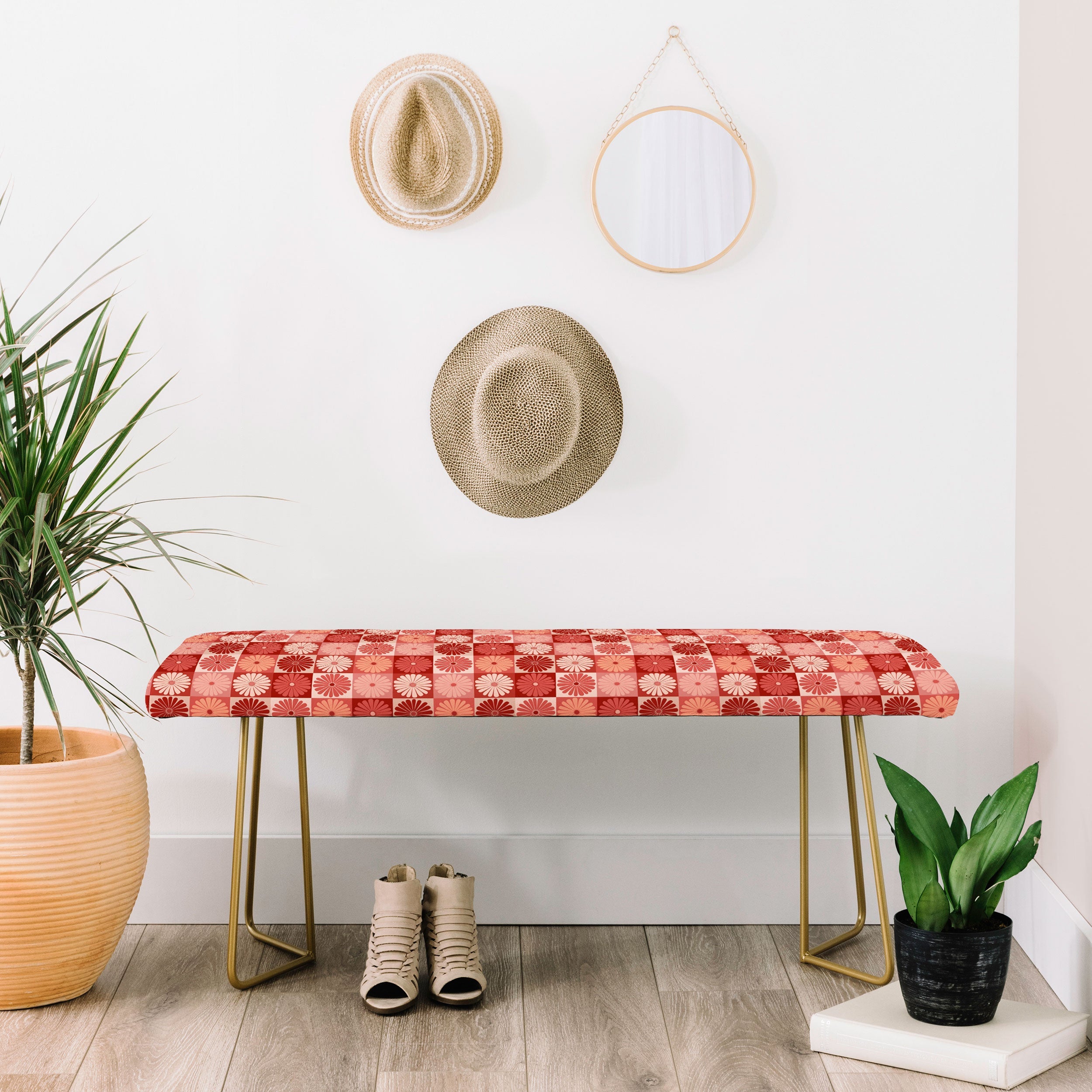 Colour Poems Checker Daisies I Red Pink Bench