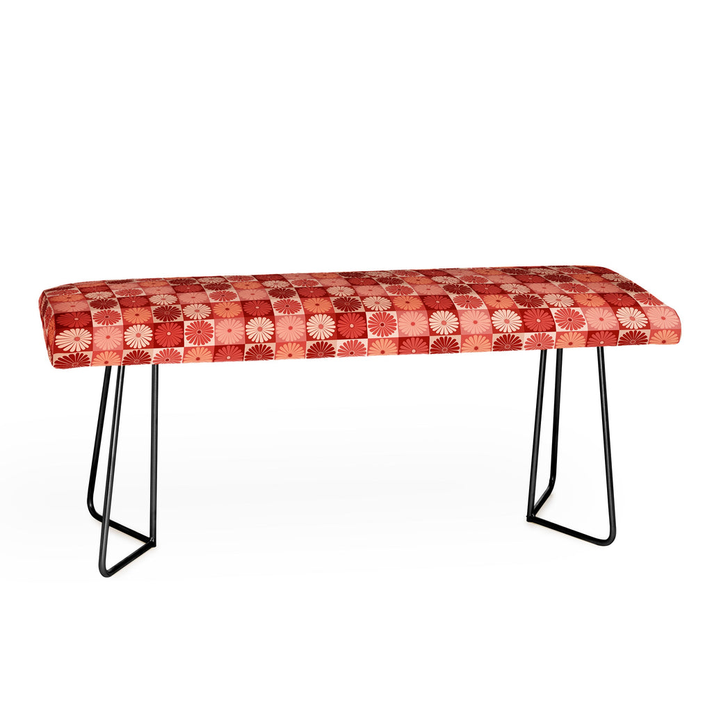 Colour Poems Checker Daisies I Red Pink Bench