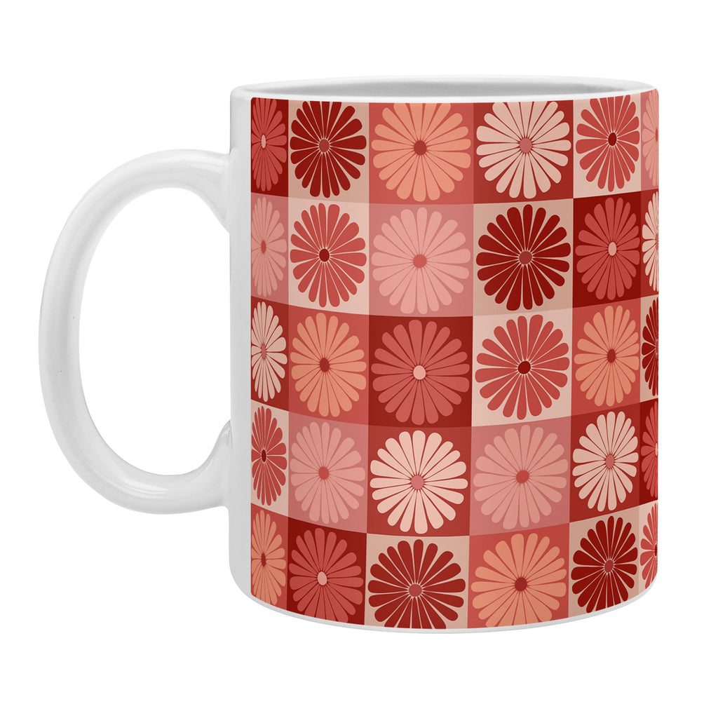 Colour Poems Checker Daisies I Red Pink Coffee Mug