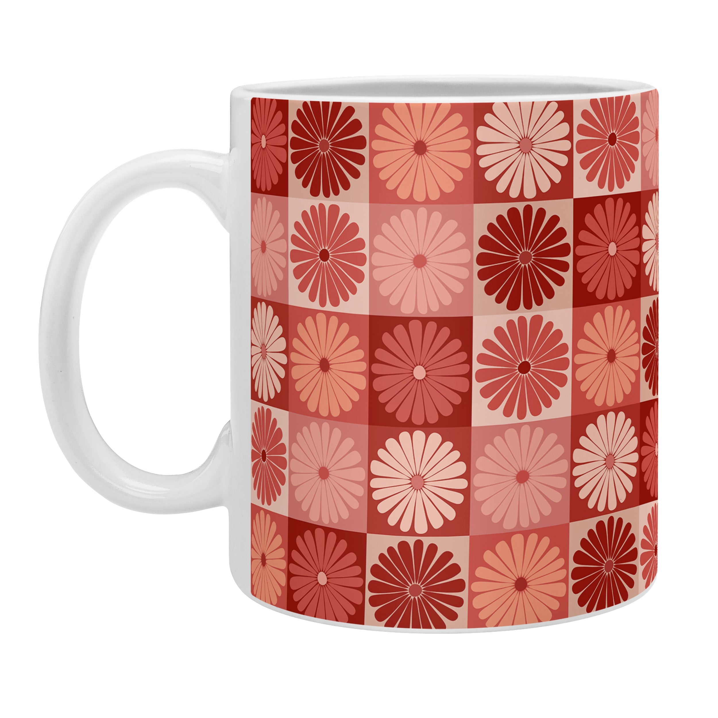 Colour Poems Checker Daisies I Red Pink Coffee Mug
