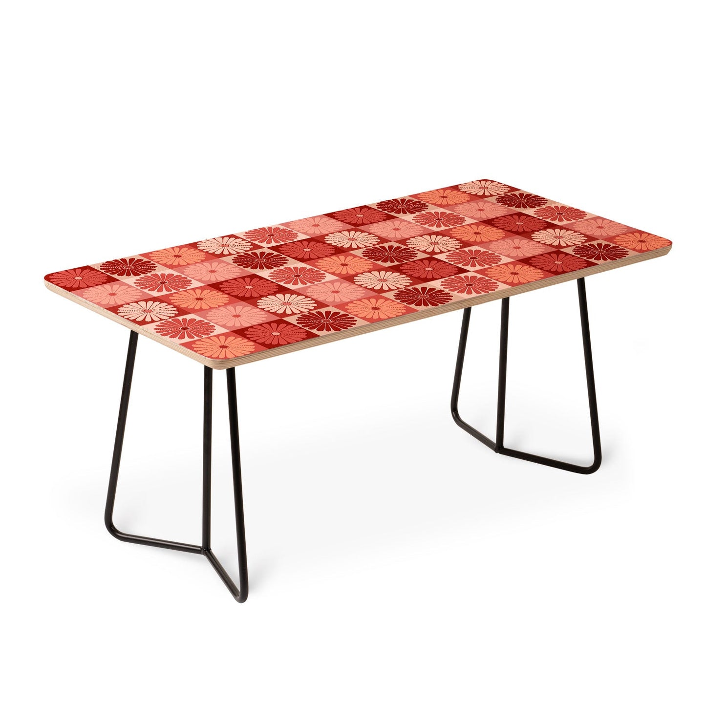 Colour Poems Checker Daisies I Red Pink Coffee Table
