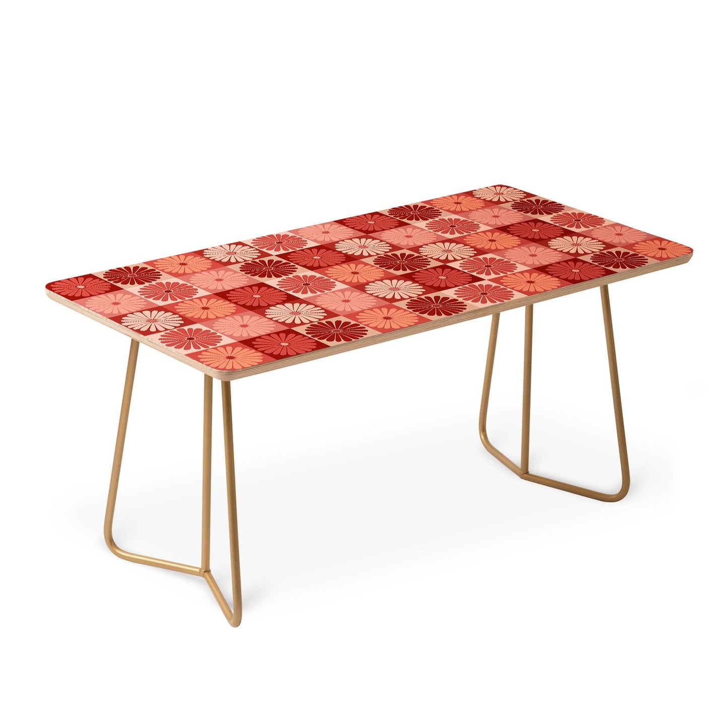 Colour Poems Checker Daisies I Red Pink Coffee Table