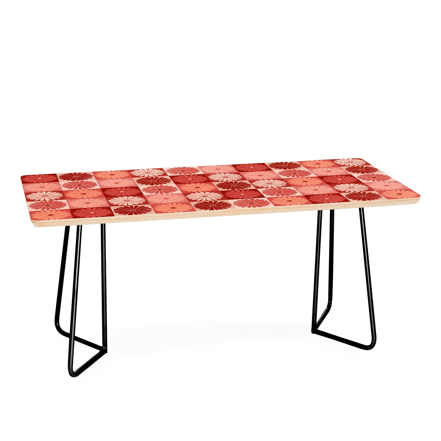 Colour Poems Checker Daisies I Red Pink Coffee Table