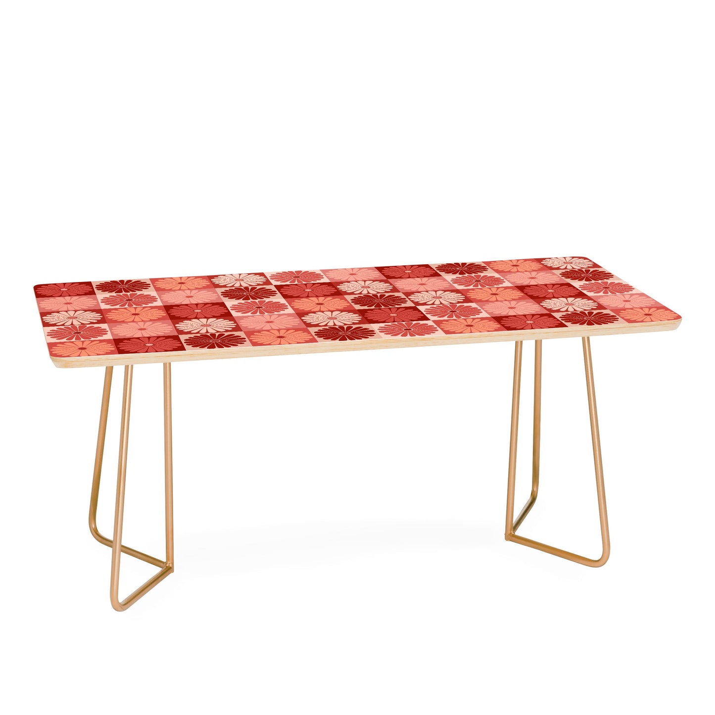 Colour Poems Checker Daisies I Red Pink Coffee Table