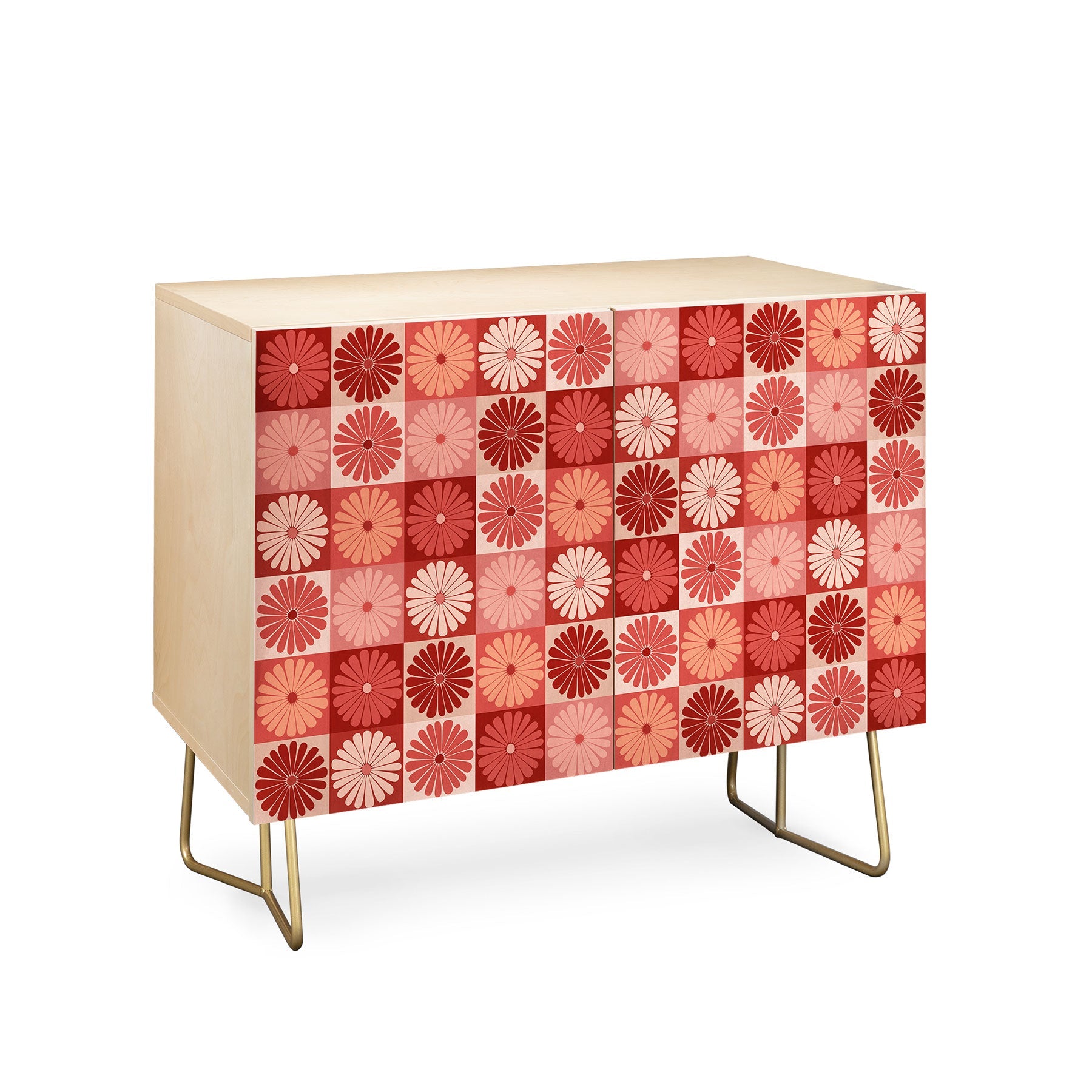 Colour Poems Checker Daisies I Red Pink Credenza