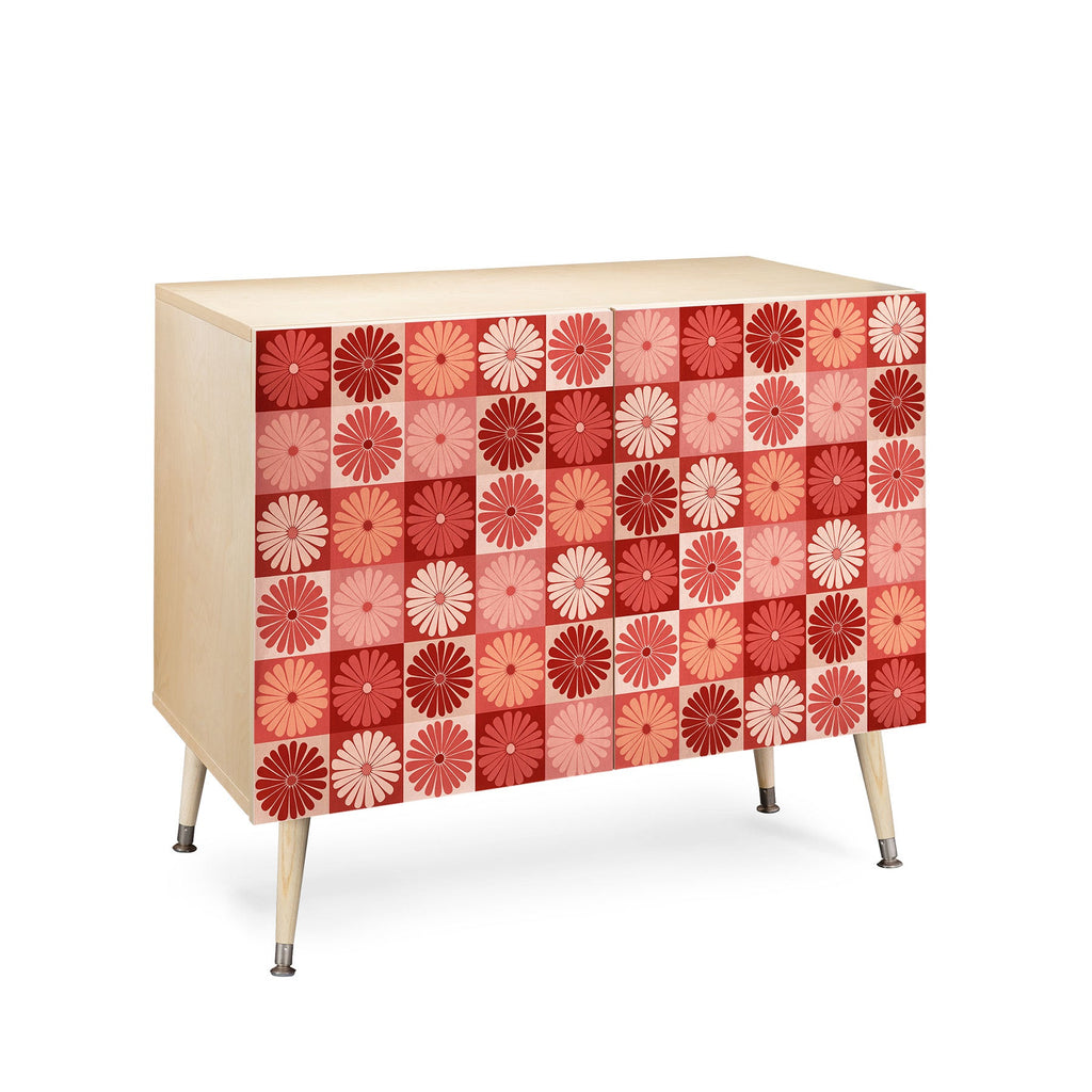 Colour Poems Checker Daisies I Red Pink Credenza