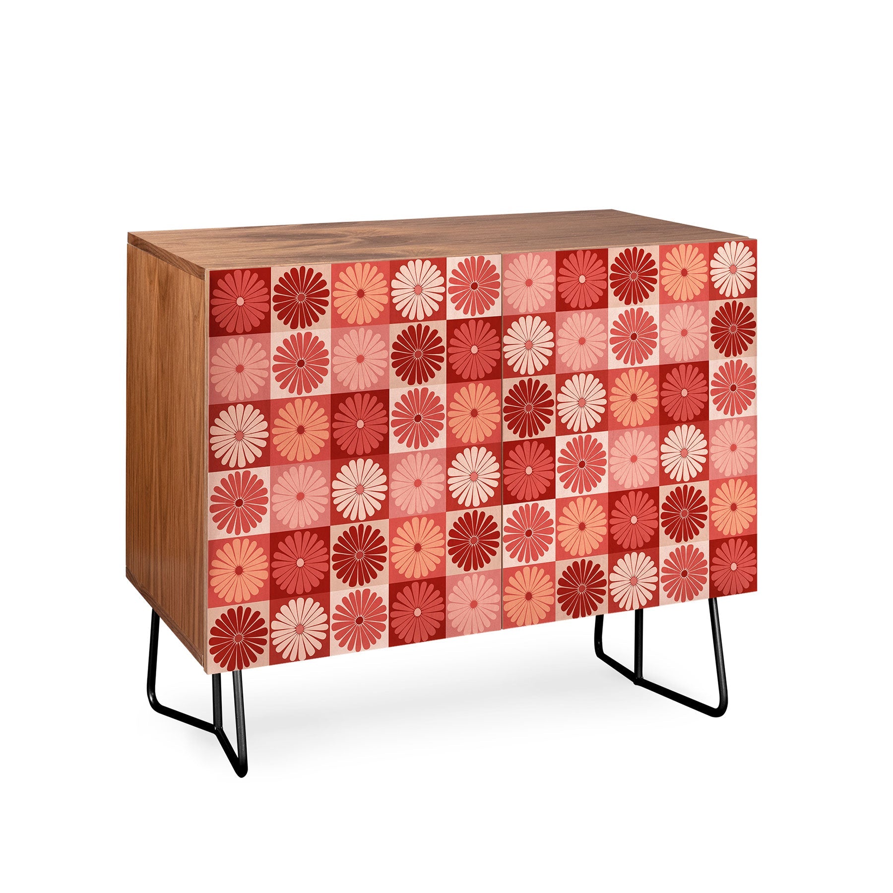 Colour Poems Checker Daisies I Red Pink Credenza