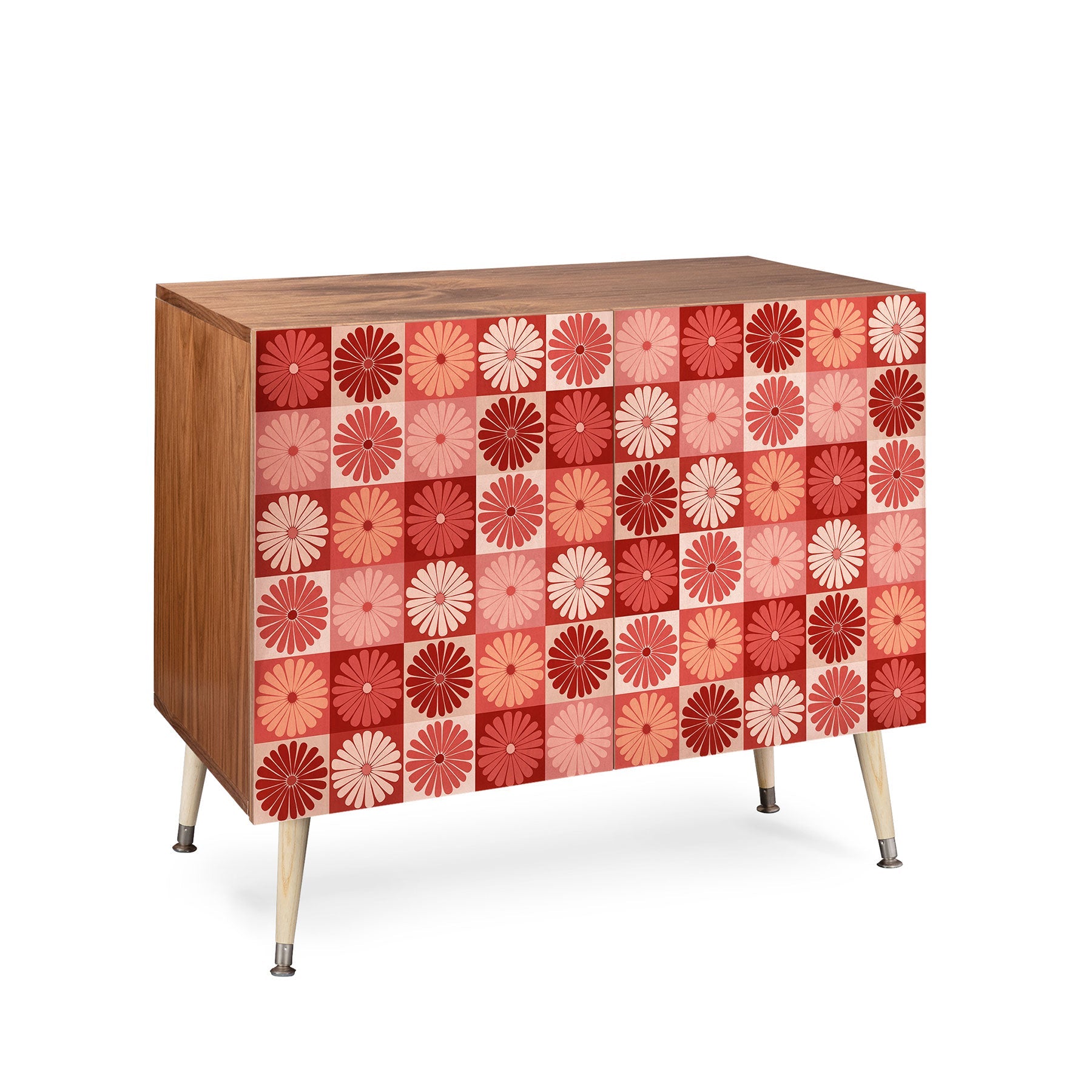 Colour Poems Checker Daisies I Red Pink Credenza