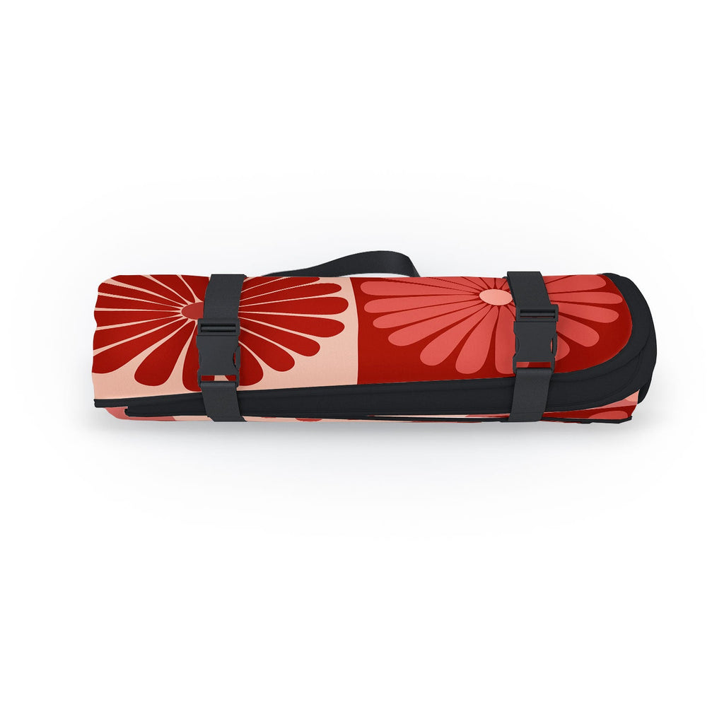 Colour Poems Checker Daisies I Red Pink Picnic Blanket