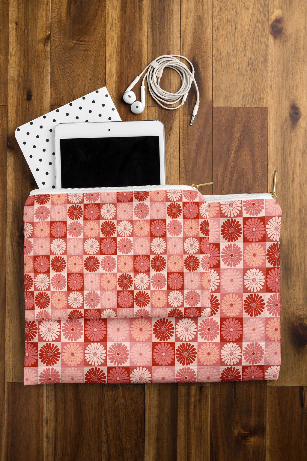 Colour Poems Checker Daisies I Red Pink Pouch