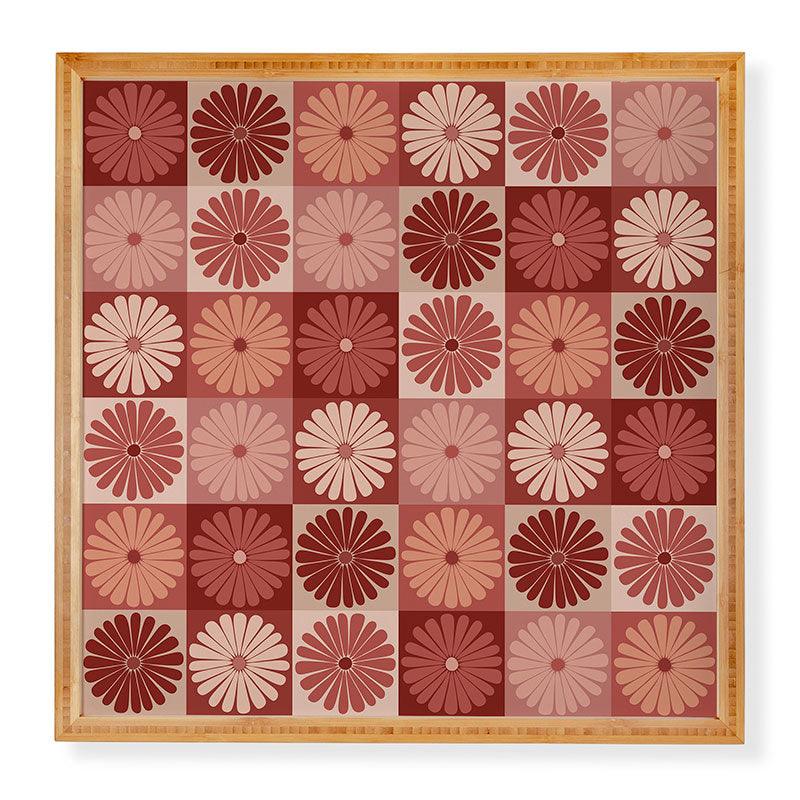Colour Poems Checker Daisies I Red Pink Framed Wall Art