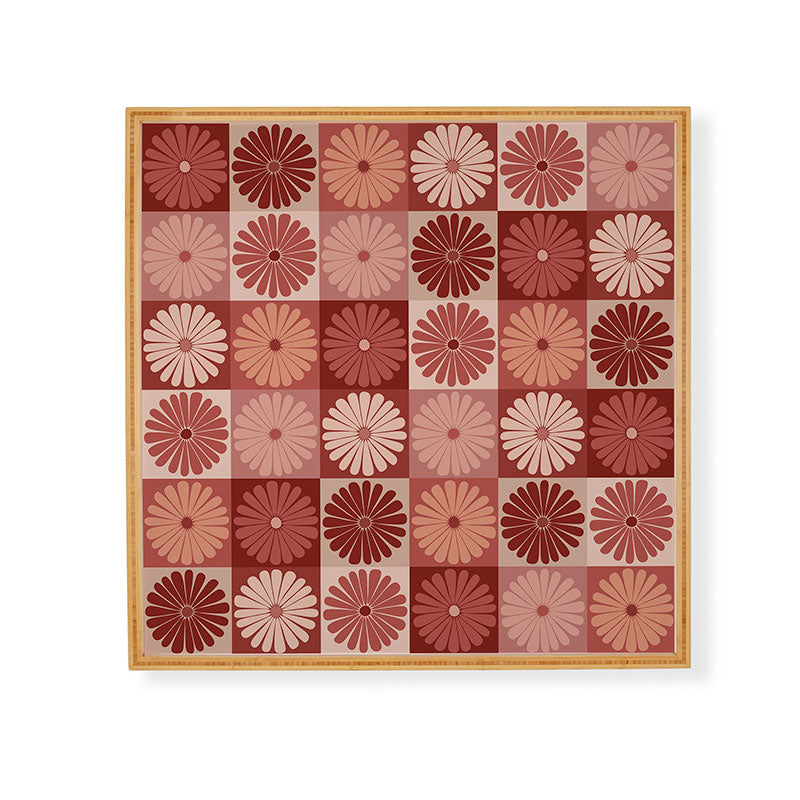 Colour Poems Checker Daisies I Red Pink Framed Wall Art