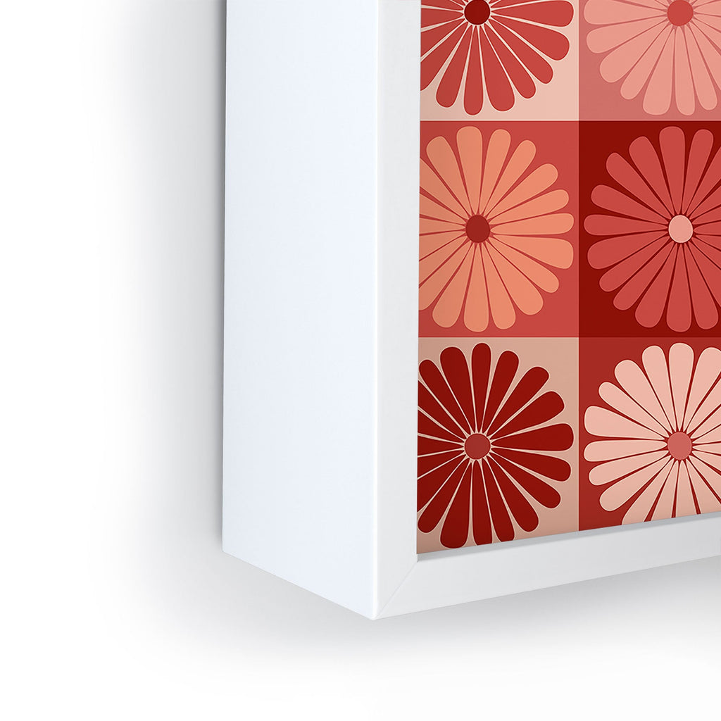 Colour Poems Checker Daisies I Red Pink Framed Mini Art Print