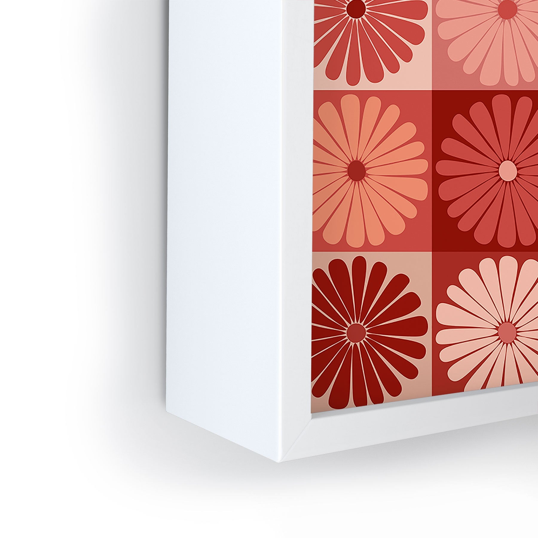 Colour Poems Checker Daisies I Red Pink Framed Mini Art Print
